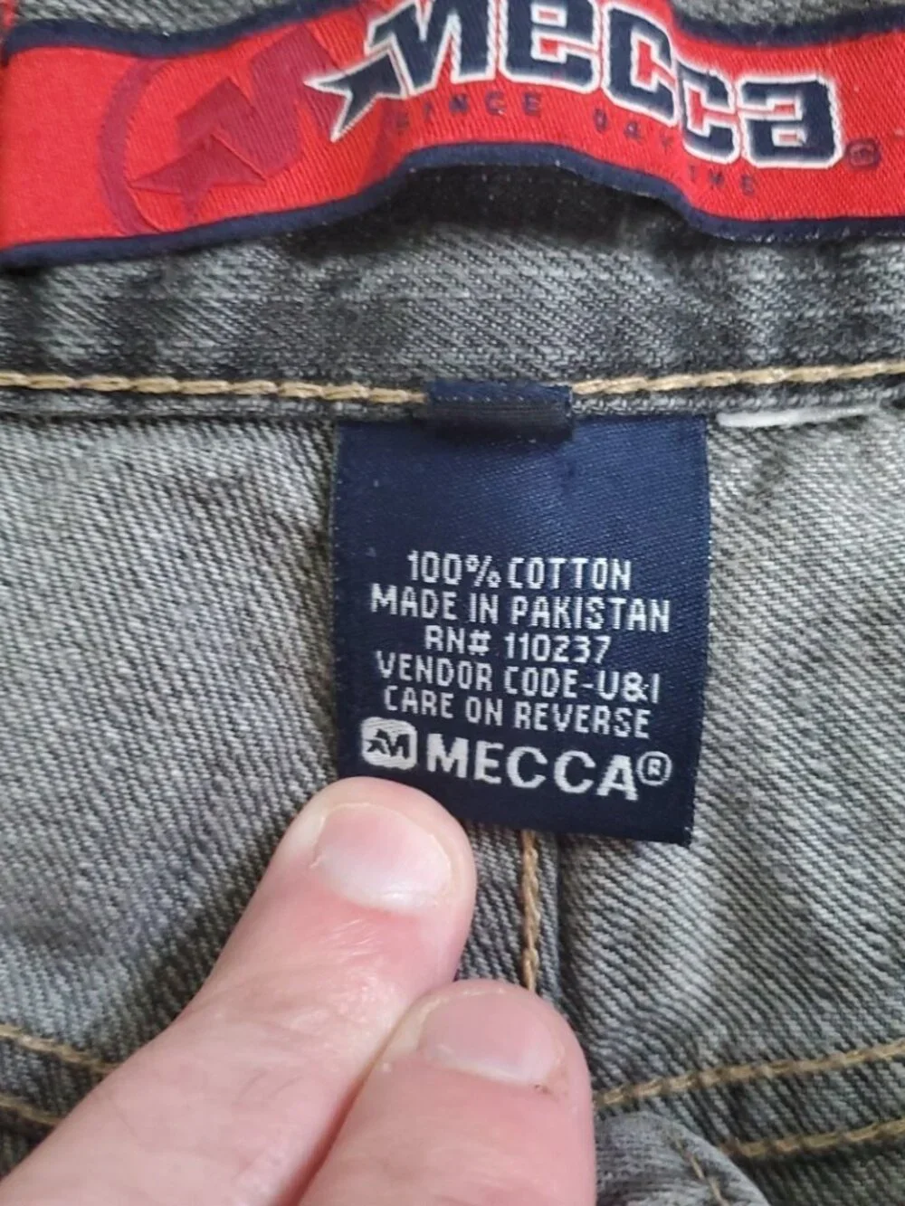 Mecca Denim Shorts Mens 36 (38) Black Jean Rap Baggy Streetwear Urban 90's Y2K